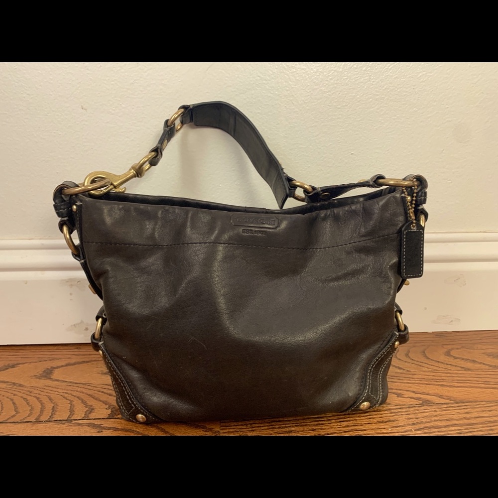 Chocolate brown leather Coach purse